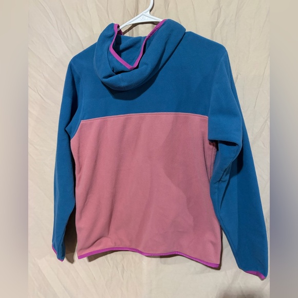 Patagonia Girls Jacket XLarge Micro D Snap T12 Fleece Zip Hoodie Navy Pink YOUTH - Picture 3 of 3